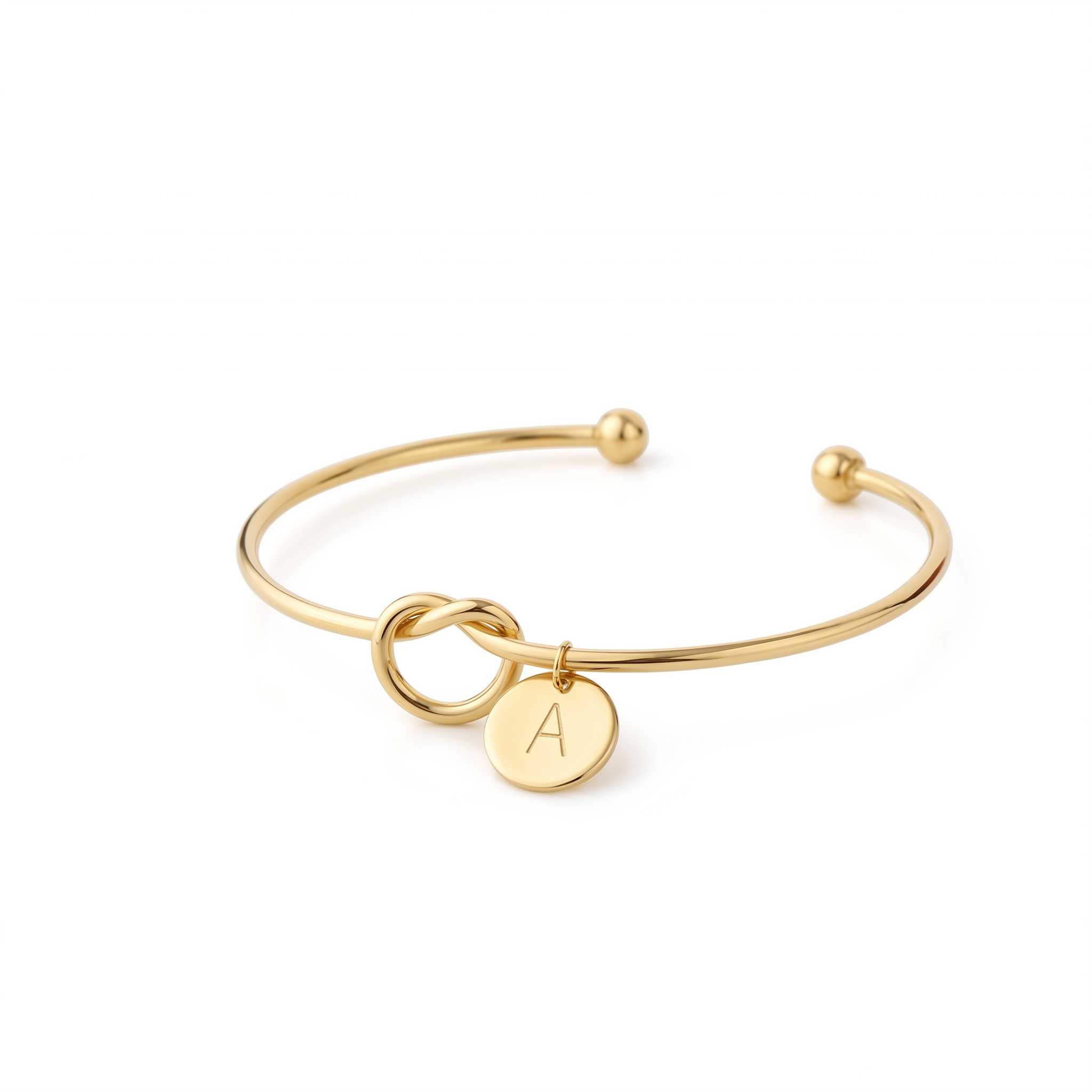 Initial Knot Cuff Bracelet - 18K Gold Plated