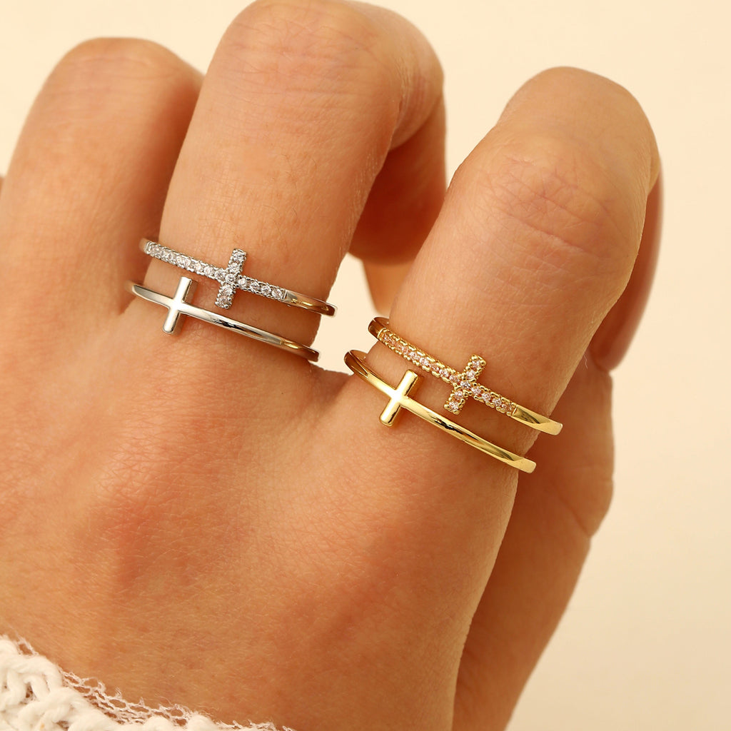 Cross Eternity Ring - 18K Plated