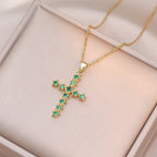 Cross Zirconia Necklace - 18K Gold Plated