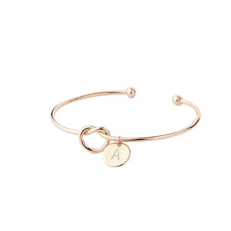 Initial Knot Cuff Bracelet - 18K Gold Plated