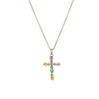 Cross Zirconia Necklace - 18K Gold Plated