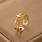 Cross Eternity Ring - 18K Plated