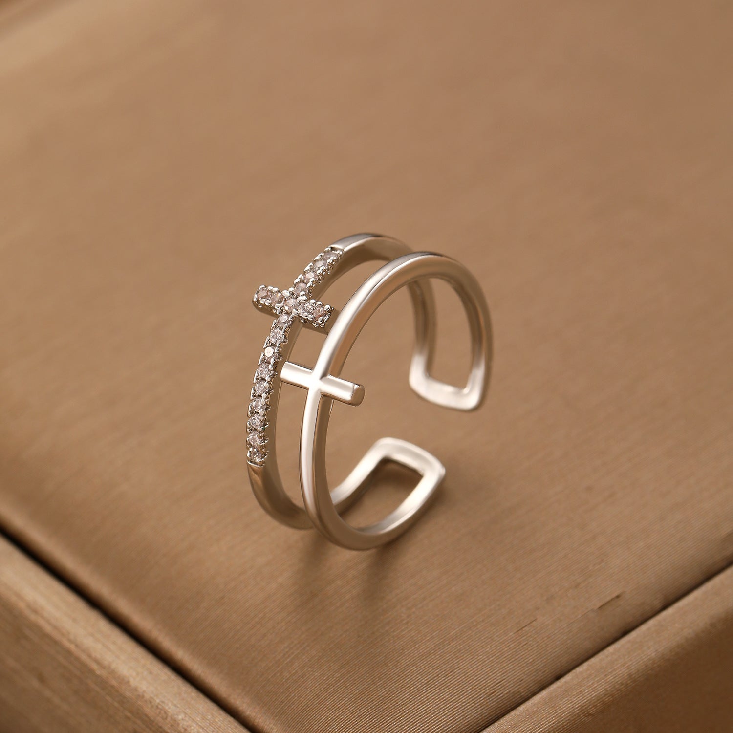 Cross Eternity Ring - 18K Plated